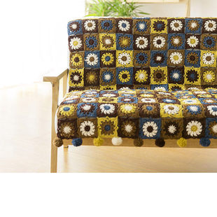 苏苏姐家日系风格拼花毯子diy棉毛线团编织材料包钩针