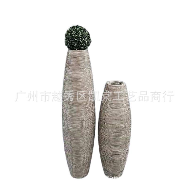 北欧风装饰玻璃钢绿化家居会所前台酒店落地花瓶工程微景观摆件