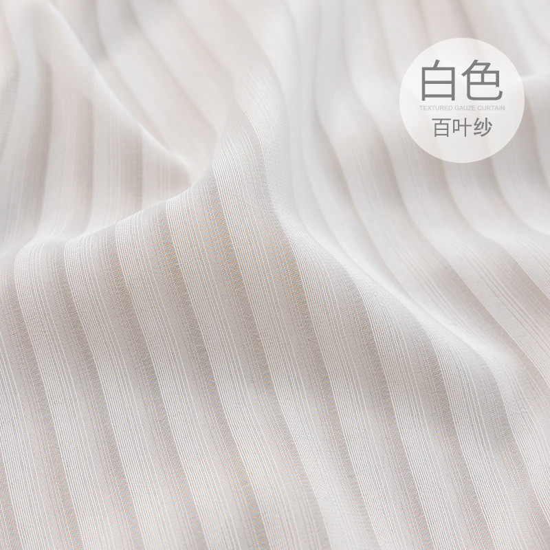 4txn2024新款百叶薄帘布窗帘纱窗纱成品白色沙阳台纱卧室透光窗帘