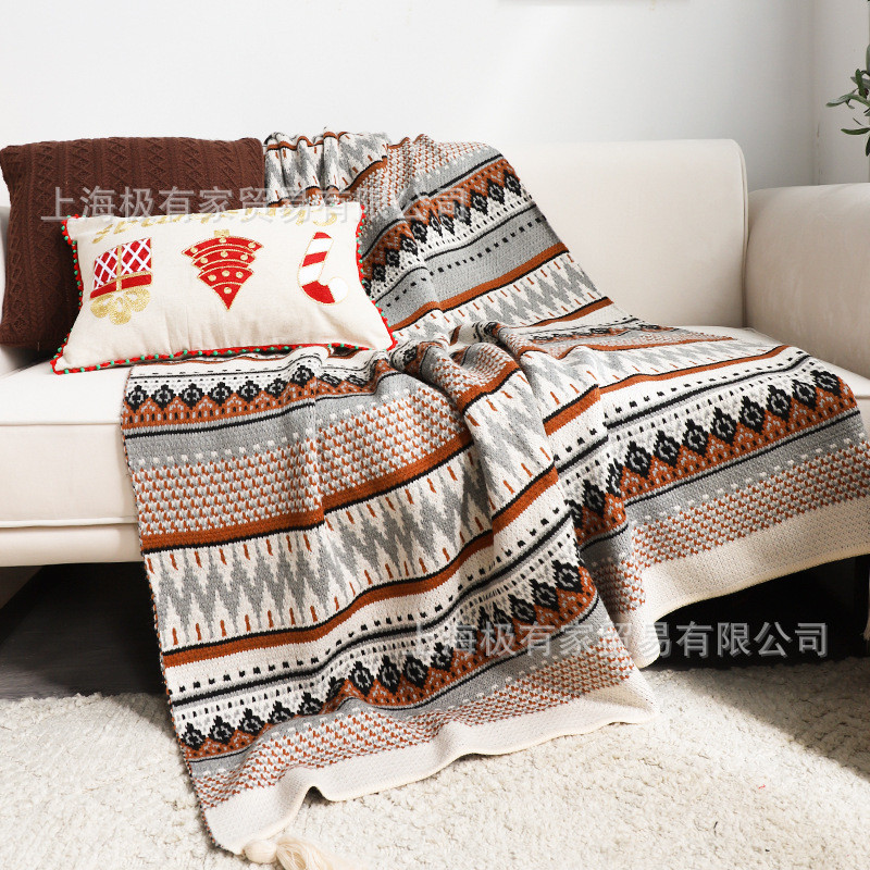 迷雾森林毛毯沙发毯提花披肩午休毯针织办公室午睡毯盖毯