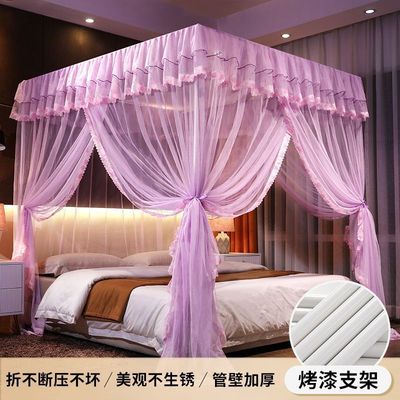 门蚊帐加厚加密文章1.2米1.5米防尘顶简易防蚊三开落地家用双人床