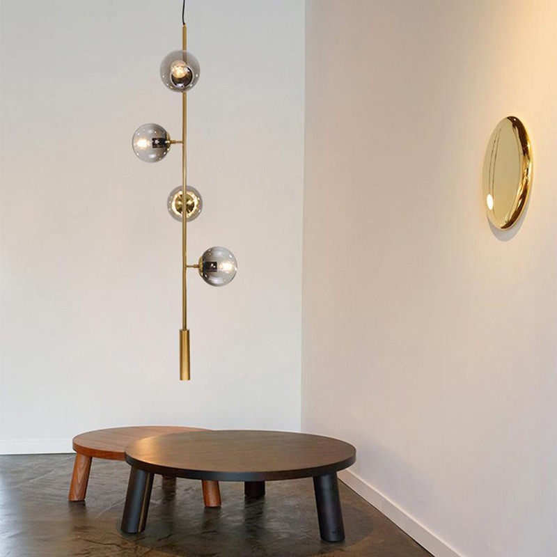 美式后现代创意吧台灯北欧几何灯具个性极简餐厅直线圆球吊灯