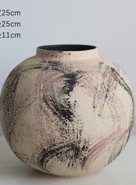 景德镇复古仿古陶罐油风陶艺花瓶摆件客厅插花侘寂画风北欧家居