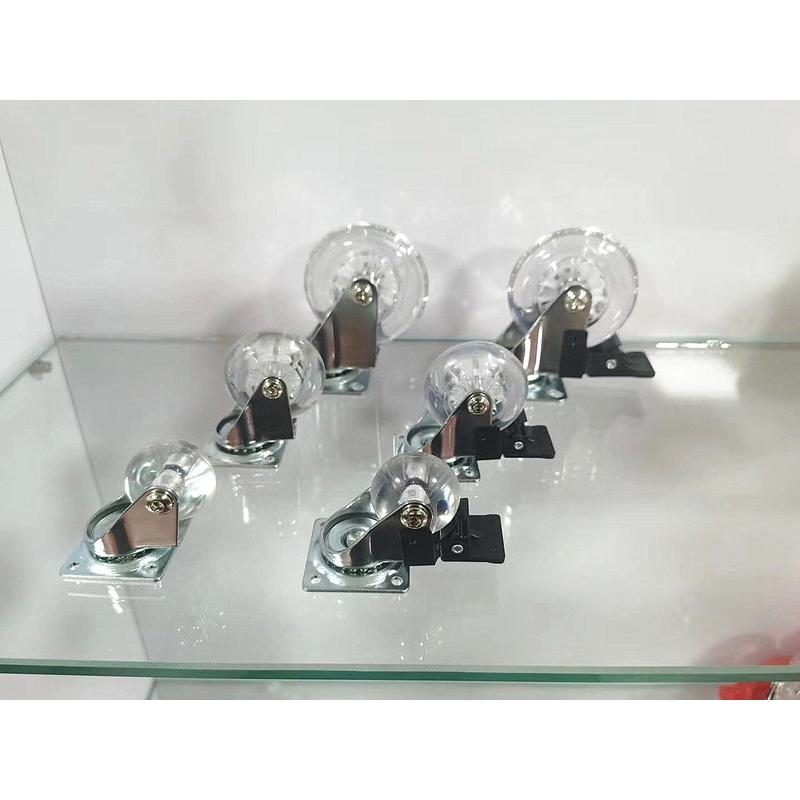 聚氨酯万向轮行李箱轮子静音滑轮平底丝杆刹车家具水晶透明脚轮厂