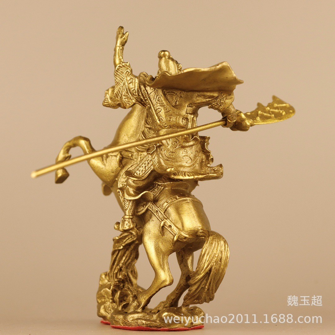 纯铜神像骑马武财神爷关公摆件关羽大刀关二爷客厅办公室开业礼品