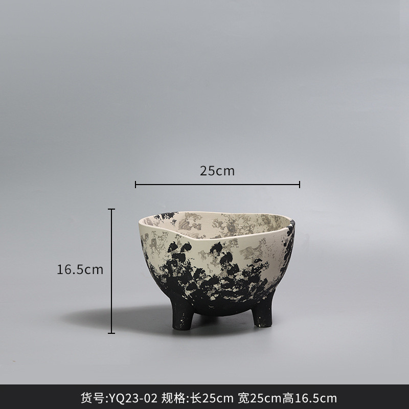 bestwest寂复古做旧侘中式风陶瓷花瓶摆件高档样板间装饰品花盆