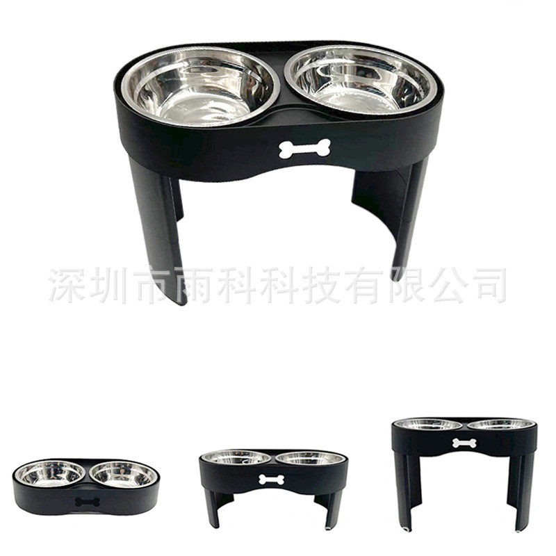狗狗不锈钢碗升降狗碗可升降狗狗餐桌可折叠宠物升降桌可调节双碗