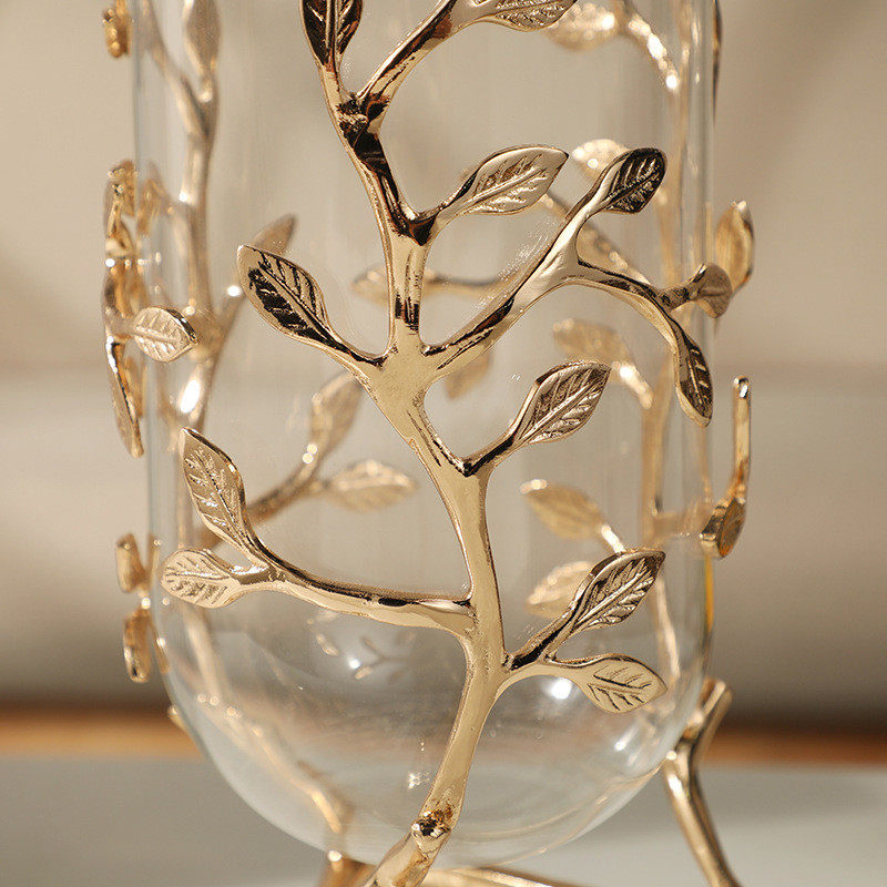 欧式轻奢玻璃花瓶插花装饰品创意干花客厅美式餐桌仿真花现代摆件