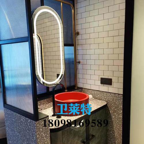 热销简约现代椭圆形led智能防雾镜镜 挂墙浴室镜灯金属包边镜子厂
