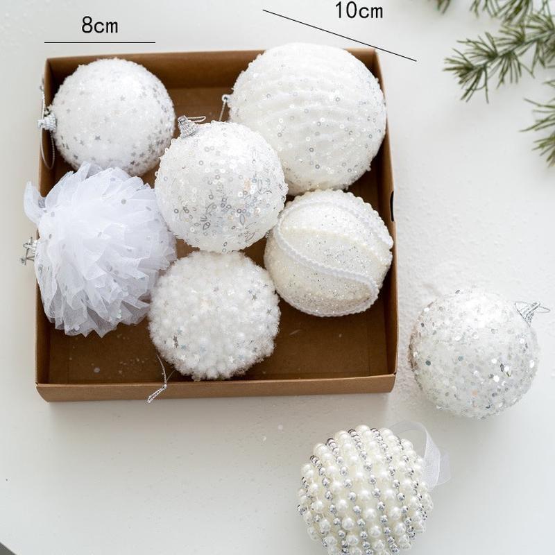 厂家批发8-10cm球泡沫球套装异形挂件圣诞树装饰银色橱窗吊顶布置