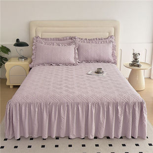 床围床单床罩床裙单件夹棉水洗裙边棉加厚裙公主花边三件套 新款