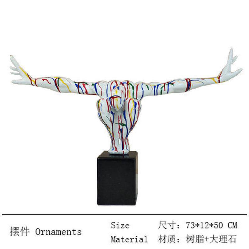 简约树脂流彩体操人跳水肌肉人物雕塑抽象酒店软装动作家居摆件