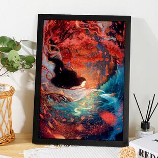 rp4t批发简约实木拼图框1000质感70x50x75相框片本草纲目玉簪裱框