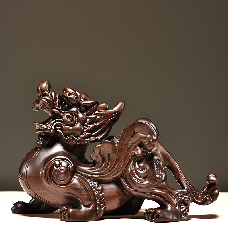 黑檀木雕貔貅一对摆件家居客厅办公室玄关装饰工艺品开业店铺送礼