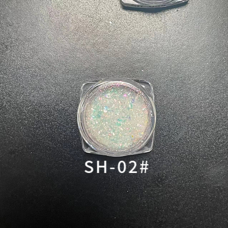 新款高透明变色材料美甲亮片极光指甲不规则彩色b闪粉云锦片