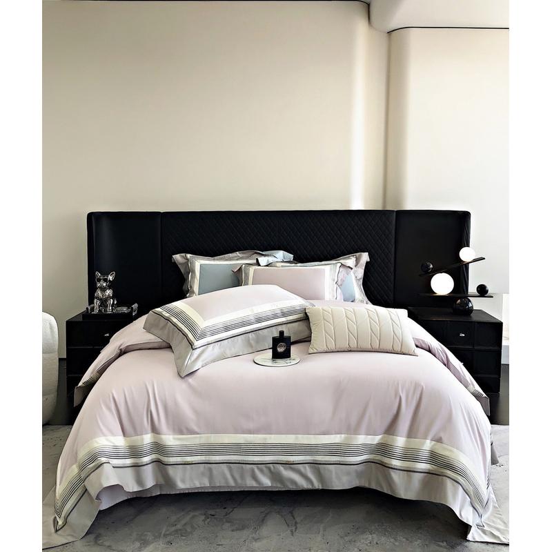 100支双股长绒棉全棉四季款轻奢高密度软苏绣精致简约高级四件套