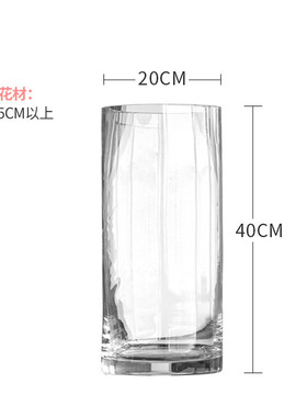 特大号落地玻璃花瓶直筒富贵竹水养插花透明水培花盆鱼缸一体摆件