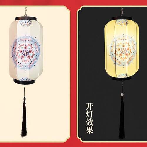 新中式古典户外防水景区街道树挂亮化中秋装饰饭店国风冬瓜红灯笼