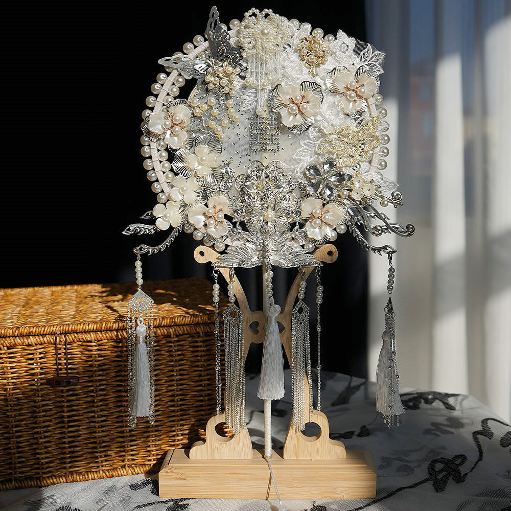 团扇新娘结婚diy材料包粉色蓝色银色新中式送礼龙凤褂喜扇子成品,家居饰品,工艺扇/团扇/喜扇/折扇,淘宝优惠券,粉丝福利购,淘宝优惠卷