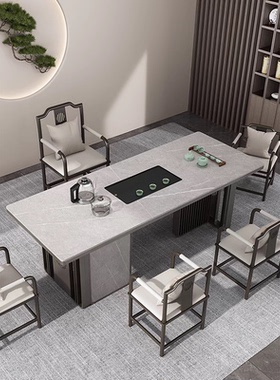 z54g岩板茶桌办公室茶台轻奢极简功夫泡茶桌茶桌椅组合阳台新中式