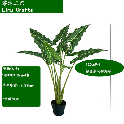 北欧爆款热销仿真萨利安海芋绿植盆栽黑白大仙犀牛女海芋布景