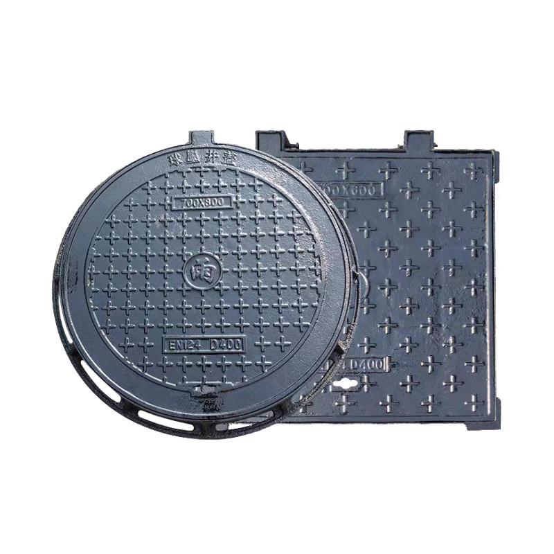 球墨铸铁井盖圆形700重型D400电力窖井下水道雨污水井盖方形