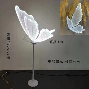 婚庆道具发光蝴蝶翅膀挂件吊顶装 饰婚礼舞台吊灯t台铁艺路引摆件