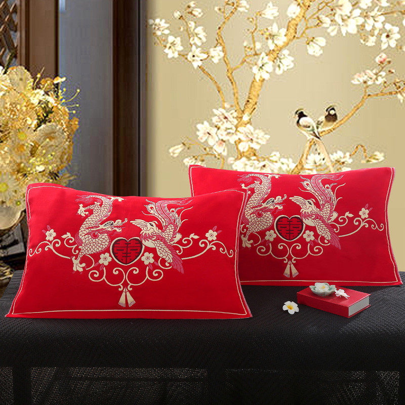 新款大号全棉加厚婚庆六层纱布枕巾一对装大红成人纯棉加大枕头巾,床上用品,枕巾,淘宝优惠券,粉丝福利购,淘宝优惠卷