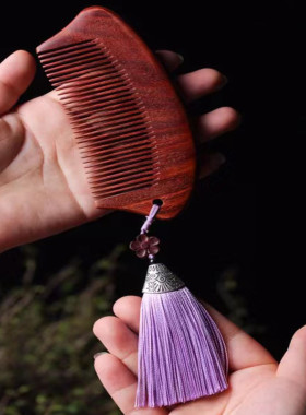 小叶紫檀木梳子防静电小木编制纯手工梳子木梳头梳发梳生日礼品