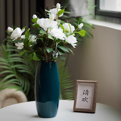 手工瓷器花瓶仿真花栀子花餐桌客厅卧室家居装饰花束创意道具摆件