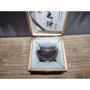 柴烧建盏杯手工建窑陶瓷茶杯大号铁胎主人杯铁锈釉银斑单杯茶盏