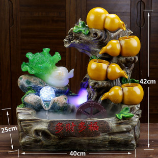 葫芦流水喷泉轮招财摆件白菜家居装饰品客厅吧台开业礼品