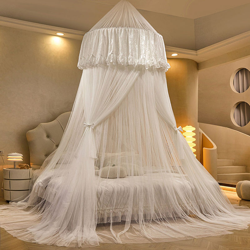 网红公主风吊顶蚊帐圆顶双人蚊帐家用蚊帐1.2m1.8m2米床免安装厂