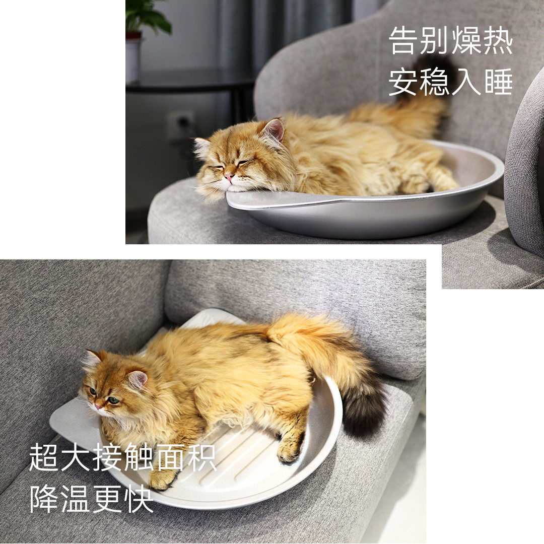 宠物猫锅狗盆冰凉降温凉窝夏季铝盆条纹款通风散热热销