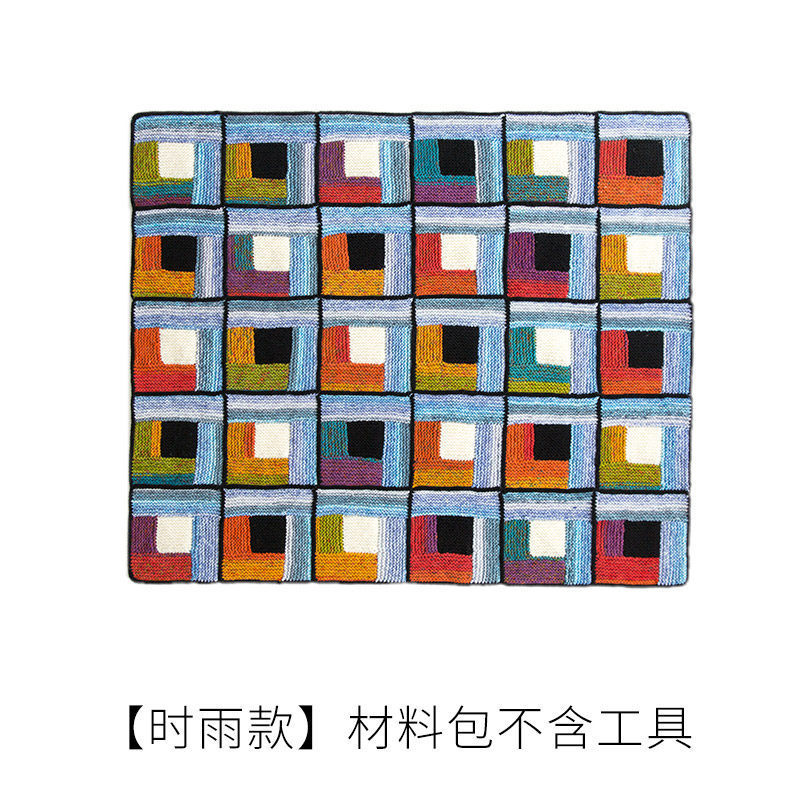 苏苏姐家小木屋拼花毯消磨时间编织粗线毛线棒钩针diy材料包