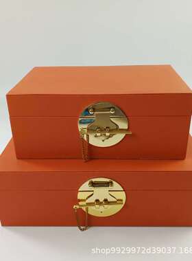 简约轻奢厂家直销新中式锁圆扣pu皮革摆设收纳首饰盒首饰收纳盒