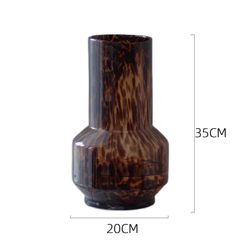 中古琥珀色复古玻璃花瓶水培绿植家居摆件软装饰品
