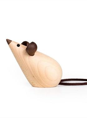 十二生肖鼠年木偶工艺礼品 北欧家居装饰木制鼠摆件木质工艺品