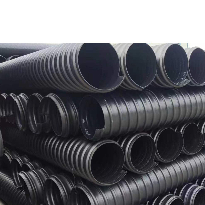 500黑色钢带波纹管市政塑料聚乙烯绿化带地下PE钢带增强波纹管
