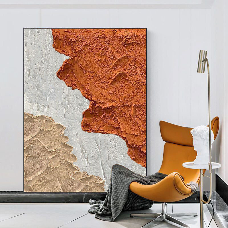 手工抽象色块装饰画现代玄关立体肌理油画大型尺寸锂合金画框挂画图片