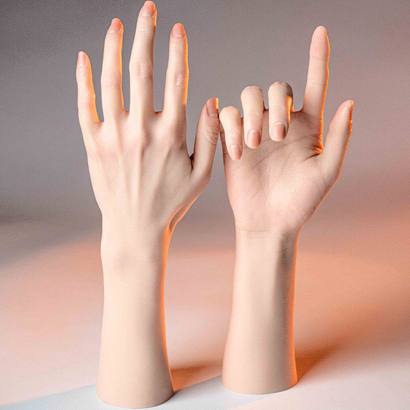 美甲练习手模首饰假手模特戒指珠宝拍照道具带骨骼足模带货