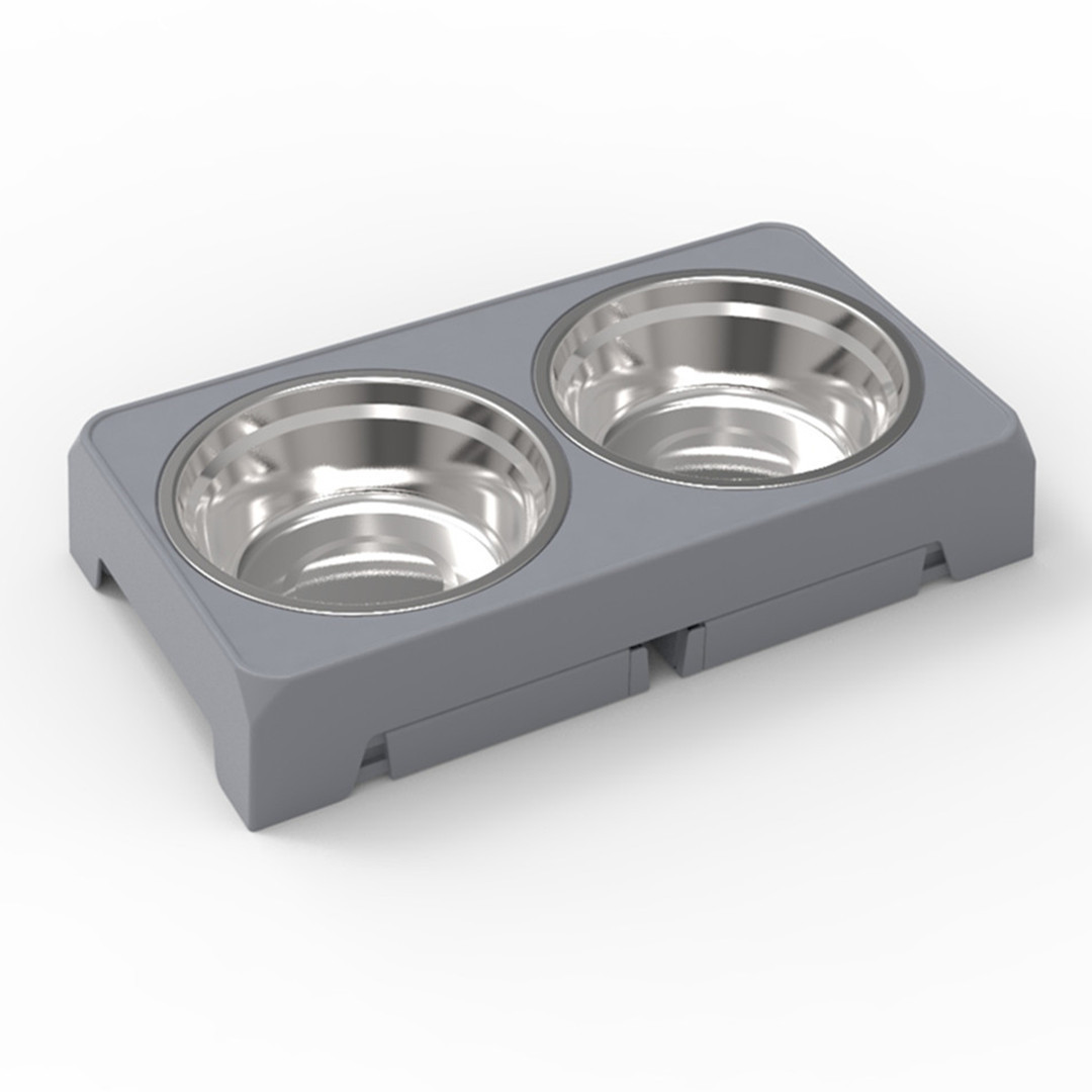 可折叠不锈钢宠物碗升降可调高度猫狗高架碗大型犬双碗狗盆食