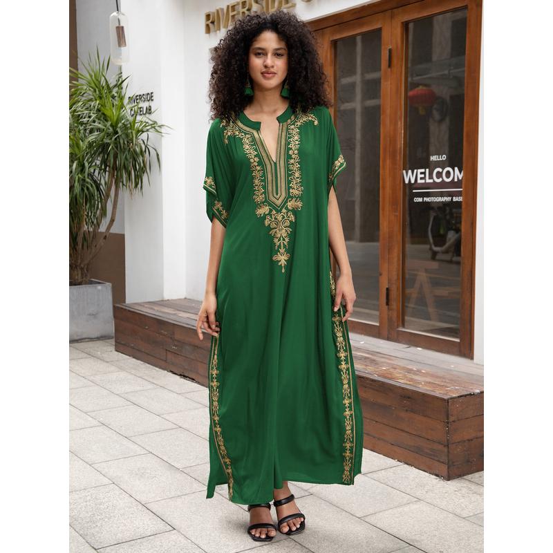 色罩衫人棉绣花度假长袍(5沙滩）l23170   l