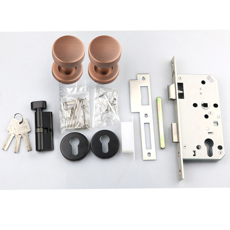 定制不锈钢304拉手把手隐形门锁带钥匙单面球锁室内卧室门球形锁