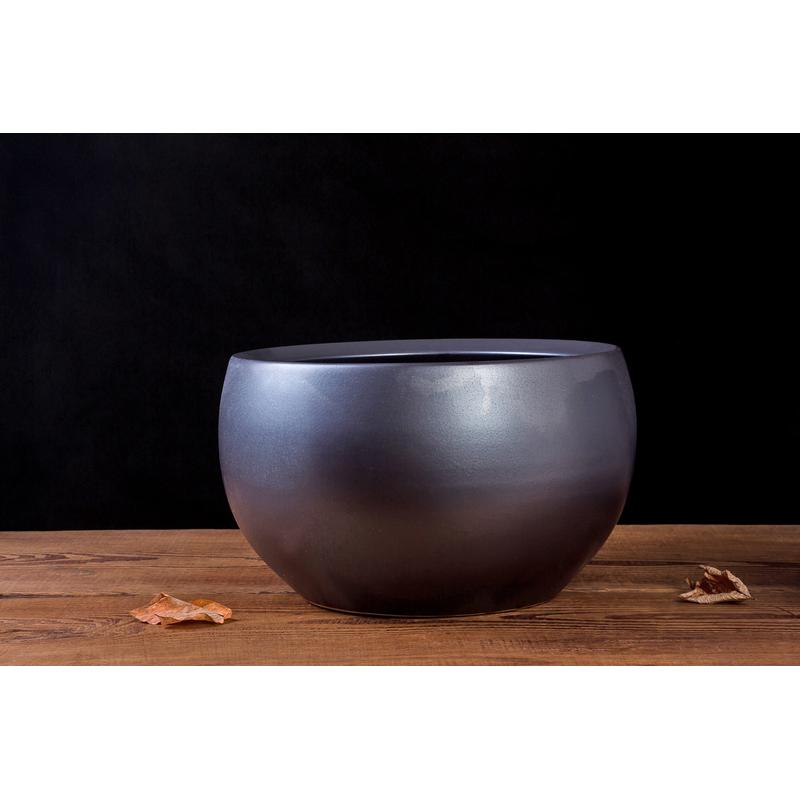 景德镇创意黑陶陶瓷鱼缸碗莲睡莲花盆园林锦鲤缸荷花装饰摆件