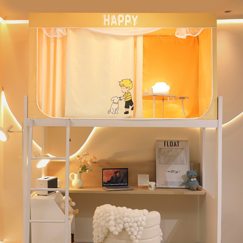 强遮光大学生学校宿舍床帘新款防摔上下铺三开门蚊帐一体式全封闭