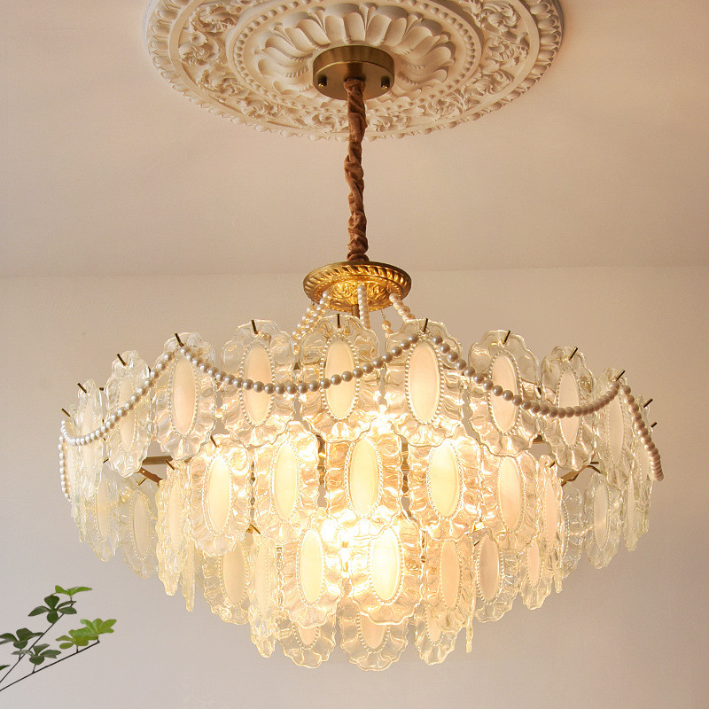 热销现代简约客厅灯具法式主卧室灯吊灯水晶珍珠创意温馨浪漫房间