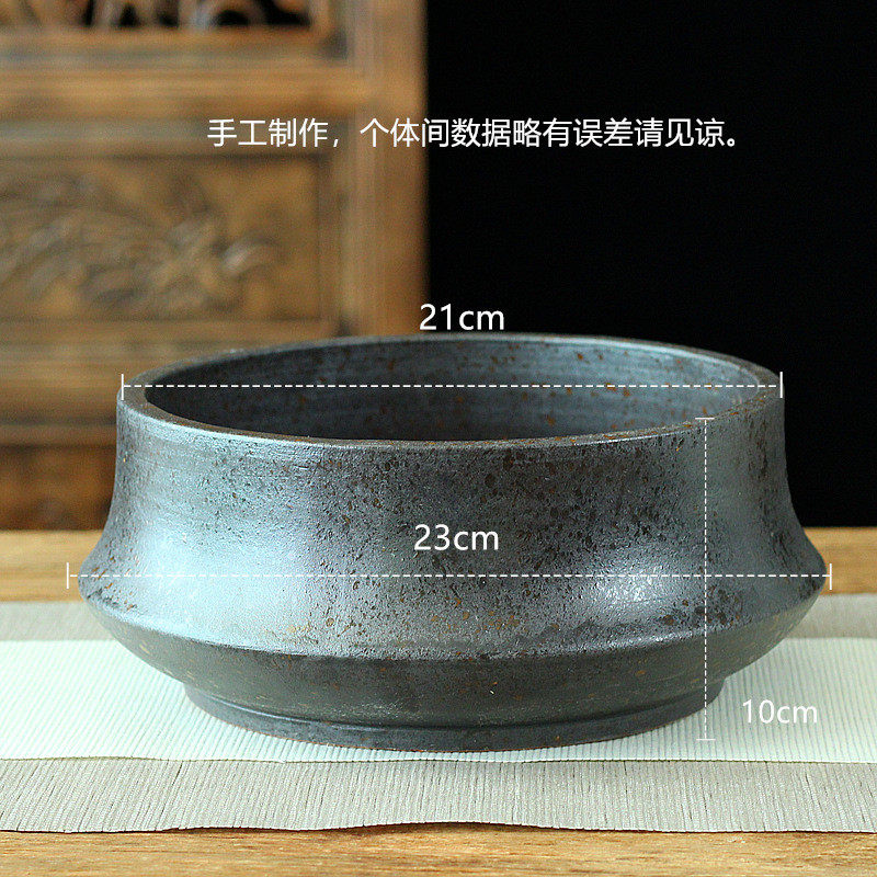 中式插花器东方花器花器禅意插花自然写景水培莲花缸手作复古陶瓷