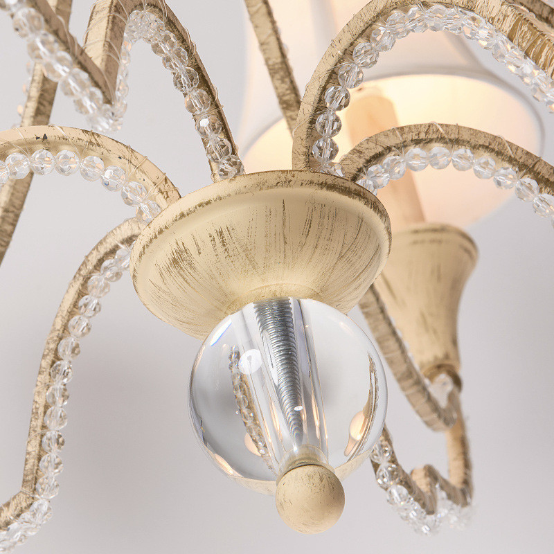 厂家直销典雅美式乡村铁艺水晶卧室灯吊灯客厅灯田园酒店客房灯