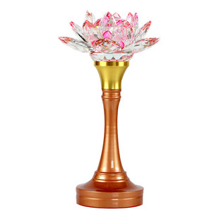 前聚玉堂善哉水晶莲花灯插电led水晶波灯佛包邮七彩水晶莲花灯